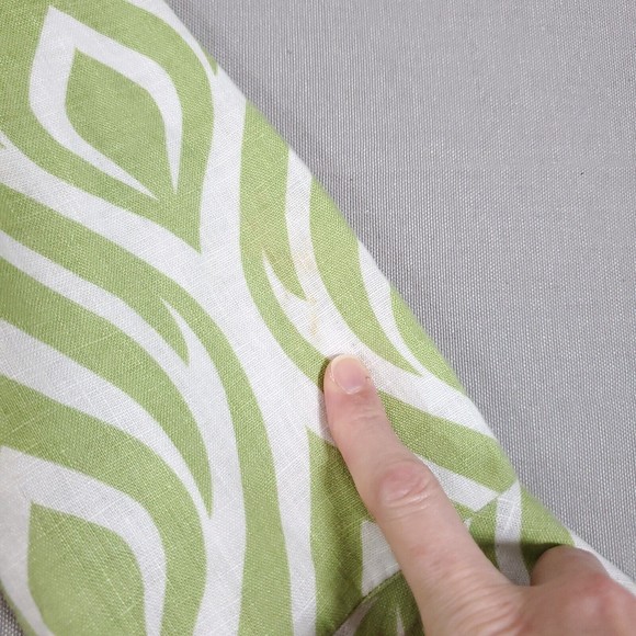 JM Collection 100 Linen Button Down Woven 3/4 Bell Sleeve Lime Green White Sz 16 - Picture 6 of 11